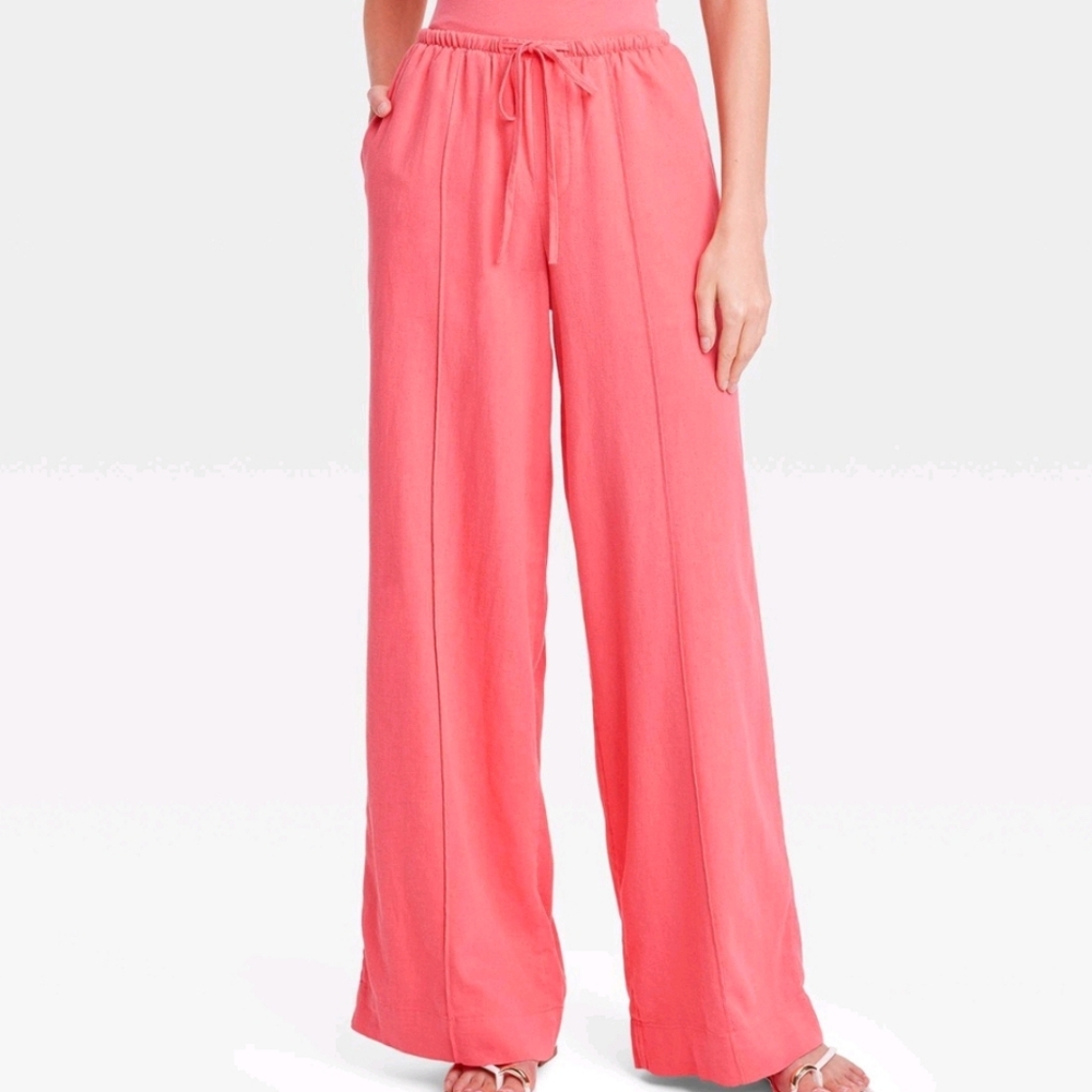 Coral linen pants